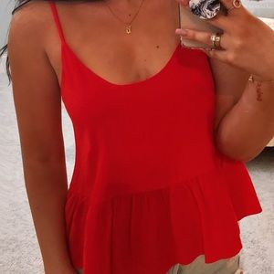 ⭐️Topshop red flowy top⭐️